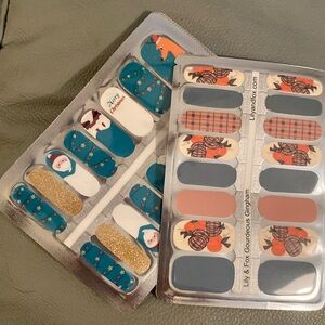 2 Nailwrap Sets Thanksgiving Christmas Pumpkins Plaid~Santa Glitter Reindeer